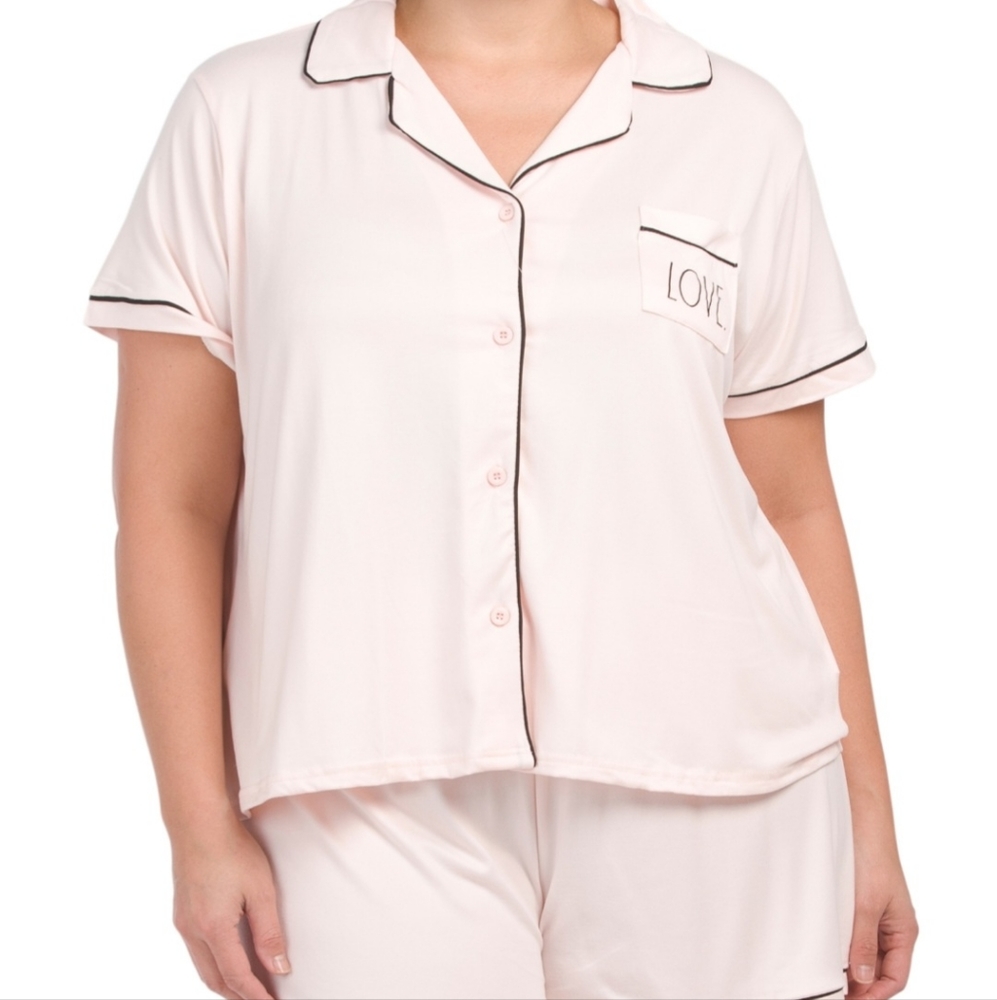 Rae Dunn pajama Love SS Notch PJ Short set